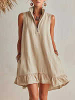 Boho Sleeveless V-Neck Mini Dress