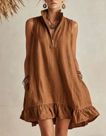Boho Sleeveless V-Neck Mini Dress