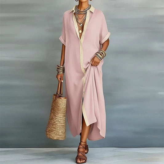 Button-Up A-Line Midi Dress