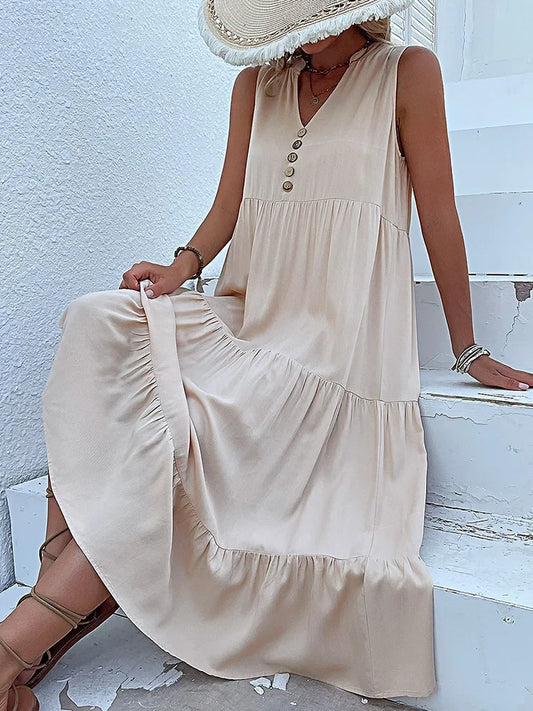 Viscose Ruffle Midi Sundress