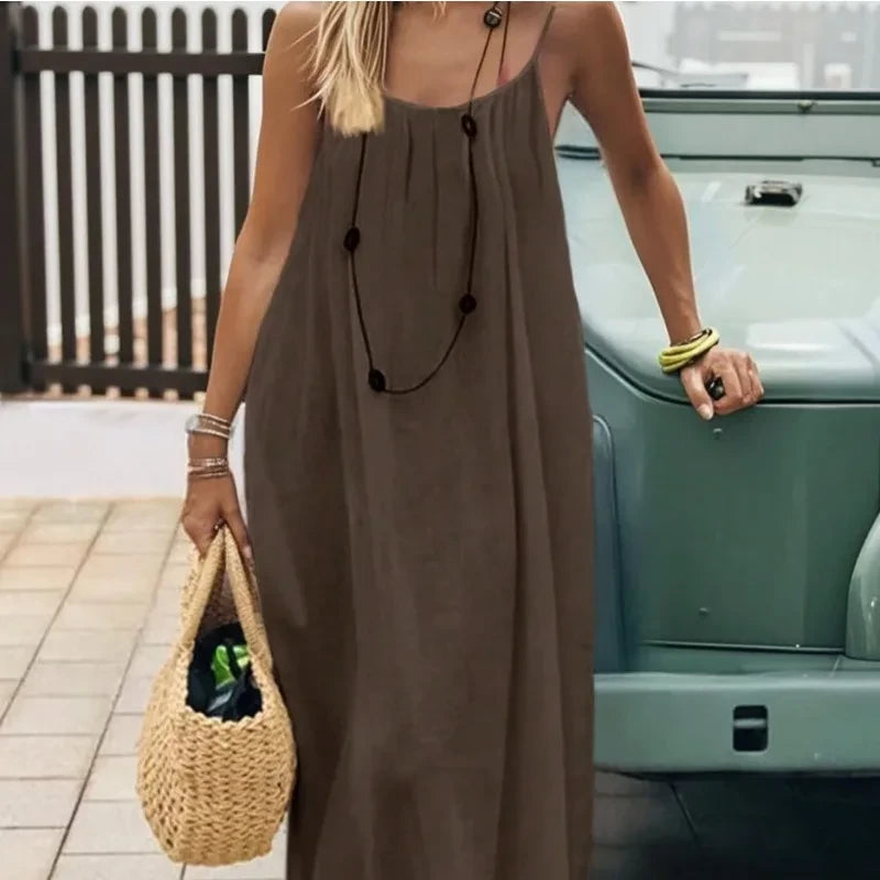 Loose Fit Spaghetti Strap Summer Dress