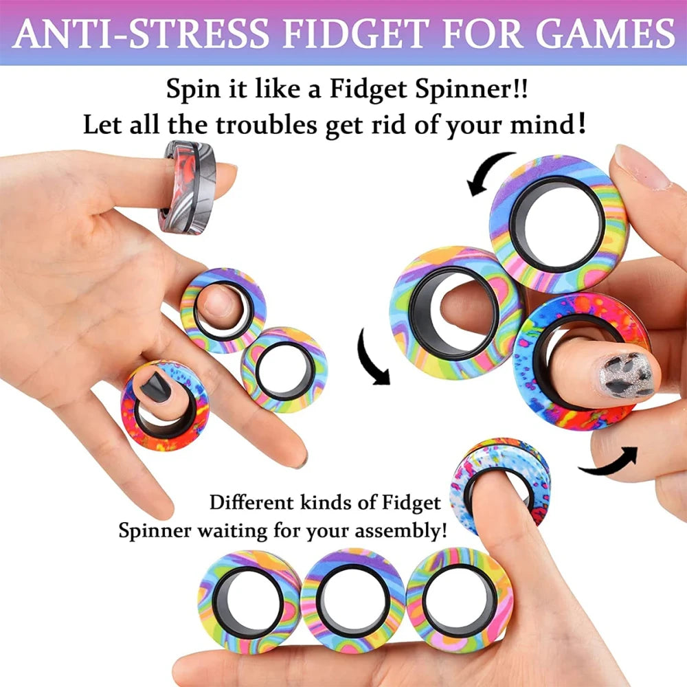 Magnetic Fidget Spinner Ring Set