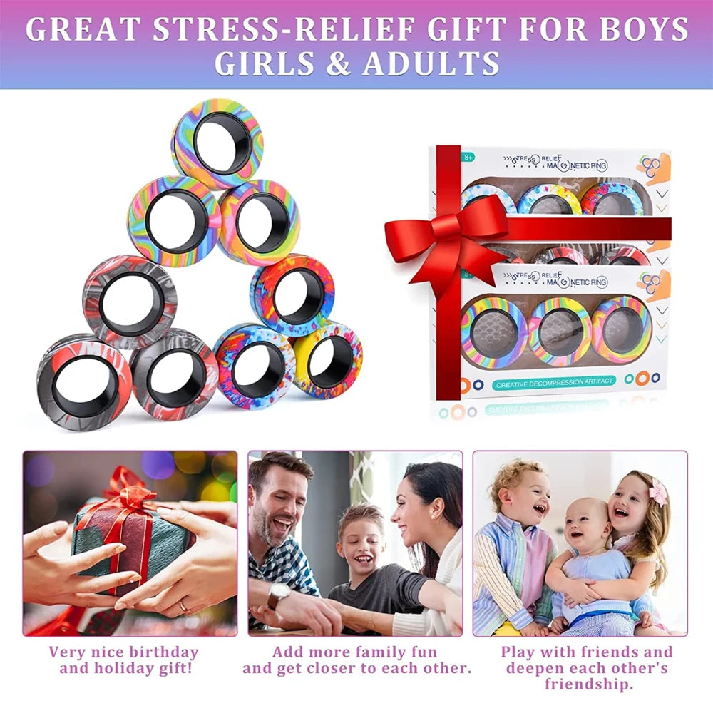 Magnetic Fidget Spinner Ring Set