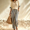 Striped Short-Sleeve Trouser Set