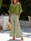 Striped Short-Sleeve Trouser Set