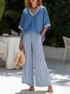Striped Short-Sleeve Trouser Set
