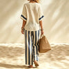 Striped Short-Sleeve Trouser Set