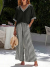 Striped Short-Sleeve Trouser Set