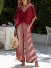 Striped Short-Sleeve Trouser Set