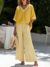 Striped Short-Sleeve Trouser Set