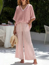 Striped Short-Sleeve Trouser Set