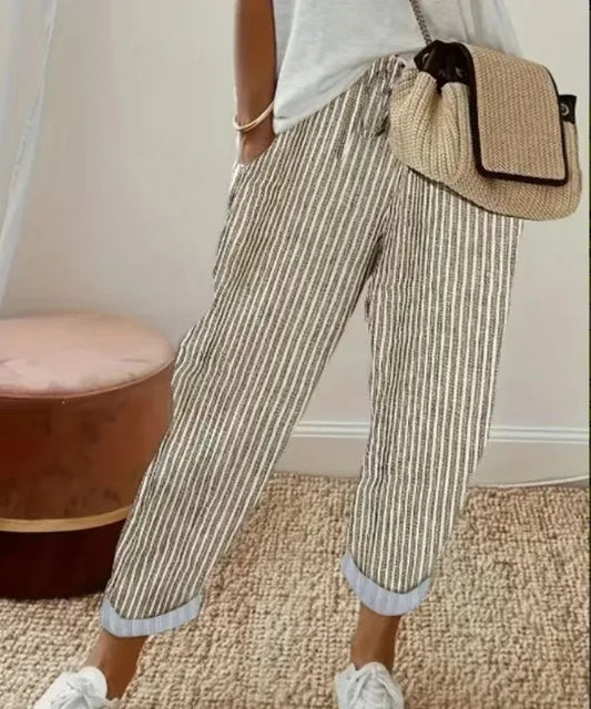 Striped Drawstring Casual Pants