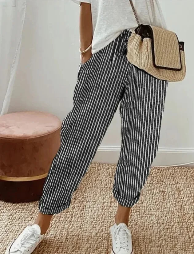 Striped Drawstring Casual Pants