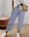 Striped Drawstring Casual Pants