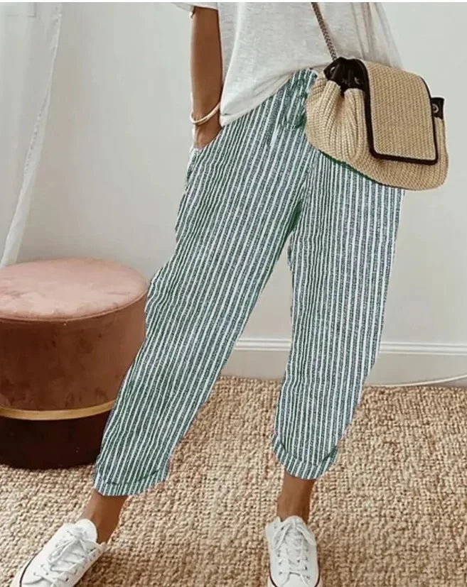 Striped Drawstring Casual Pants